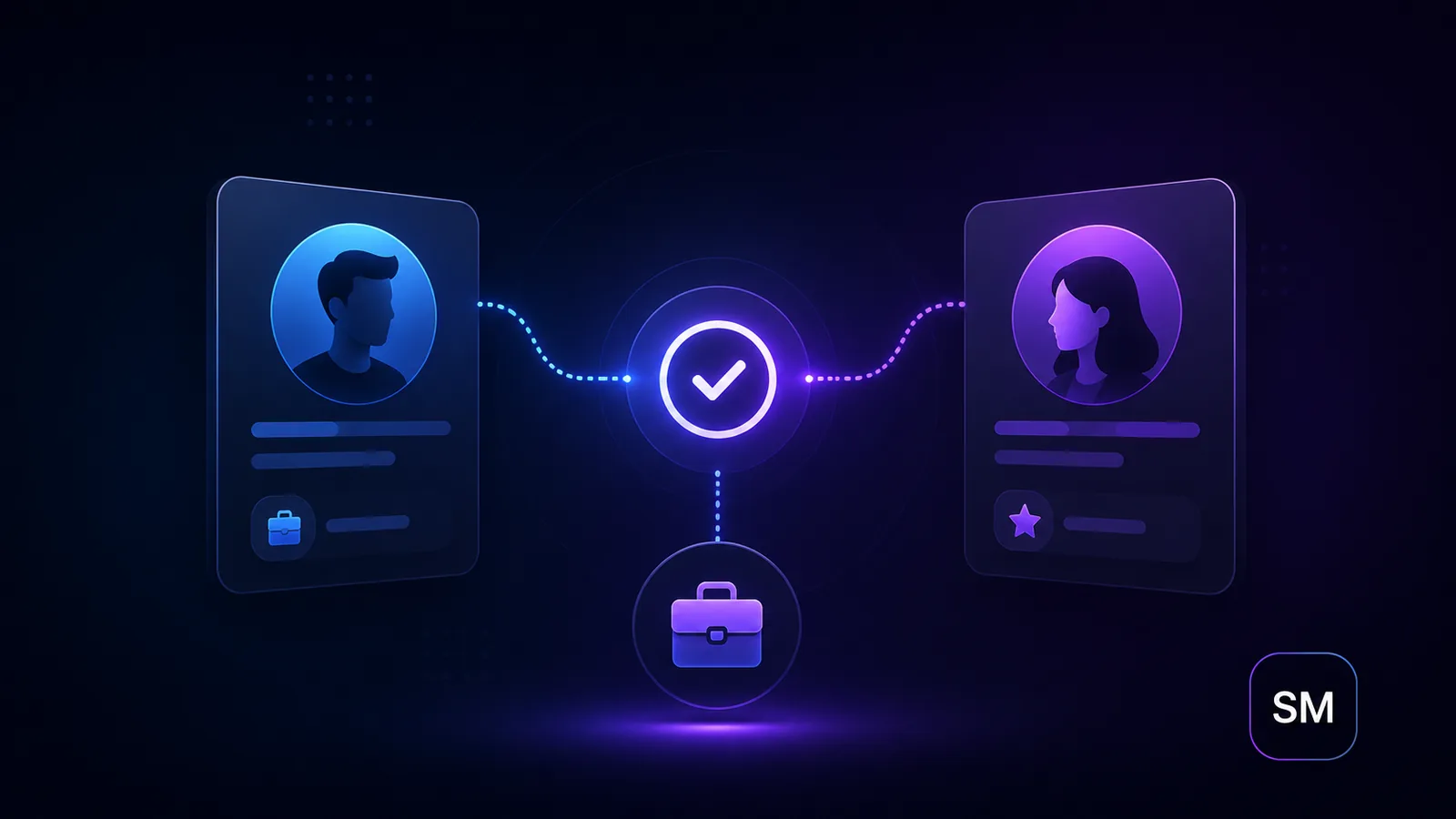 Smart Match recruitment platform screenshot showing candidate and recruiter dashboard screens